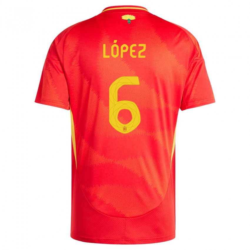 Női Spanyolország Maitane Lopez #6 Piros Hazai Jersey 24-26 Mez Póló Ing