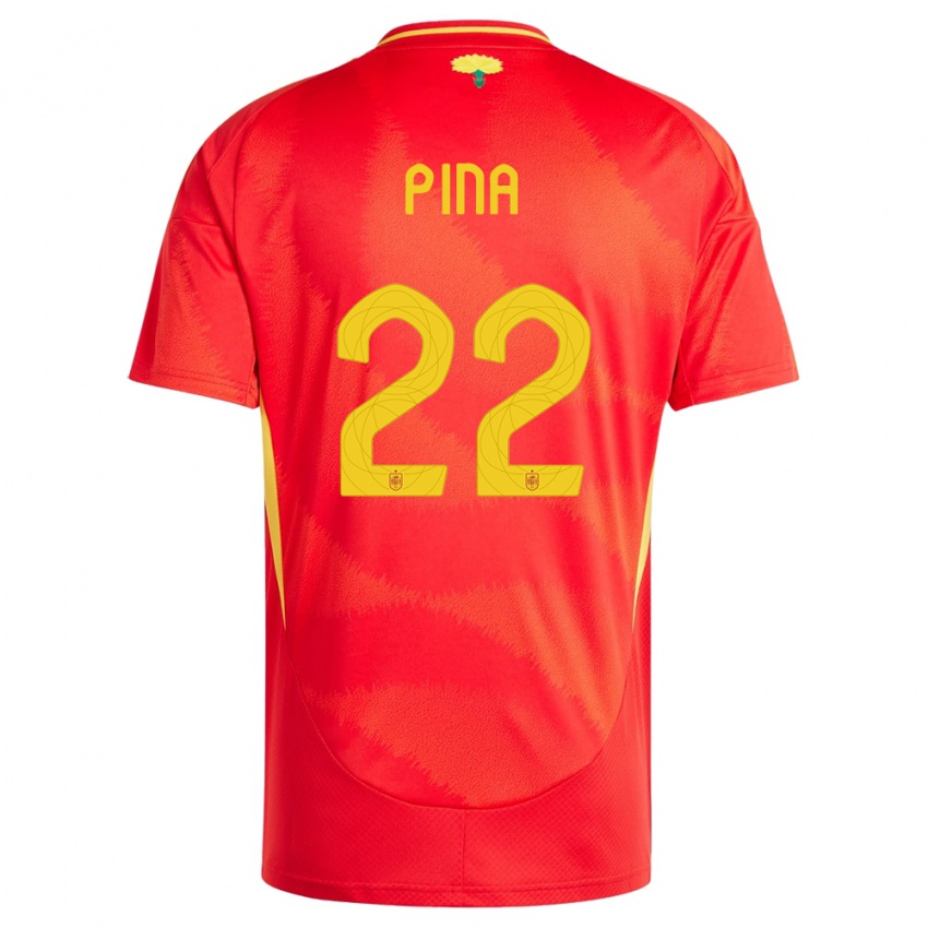 Női Spanyolország Claudia Pina #22 Piros Hazai Jersey 24-26 Mez Póló Ing