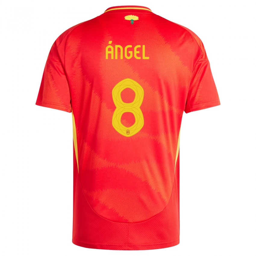 Női Spanyolország Manuel Angel #8 Piros Hazai Jersey 24-26 Mez Póló Ing