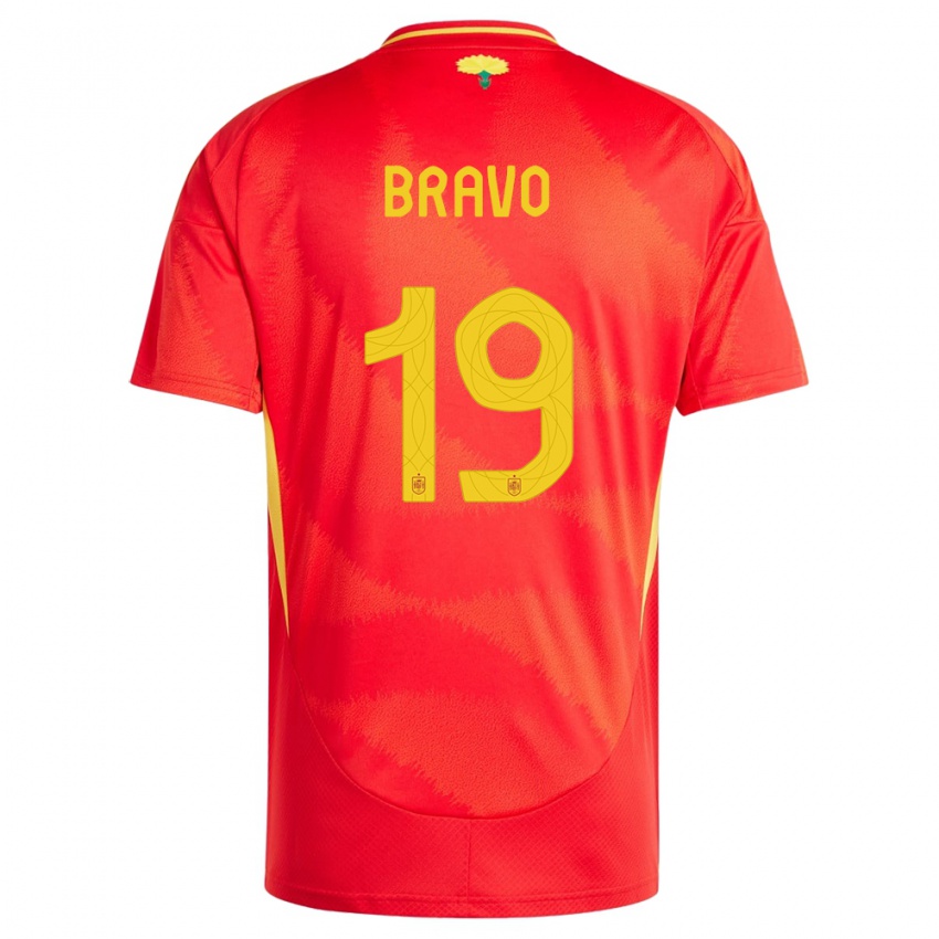 Női Spanyolország Iker Bravo #19 Piros Hazai Jersey 24-26 Mez Póló Ing