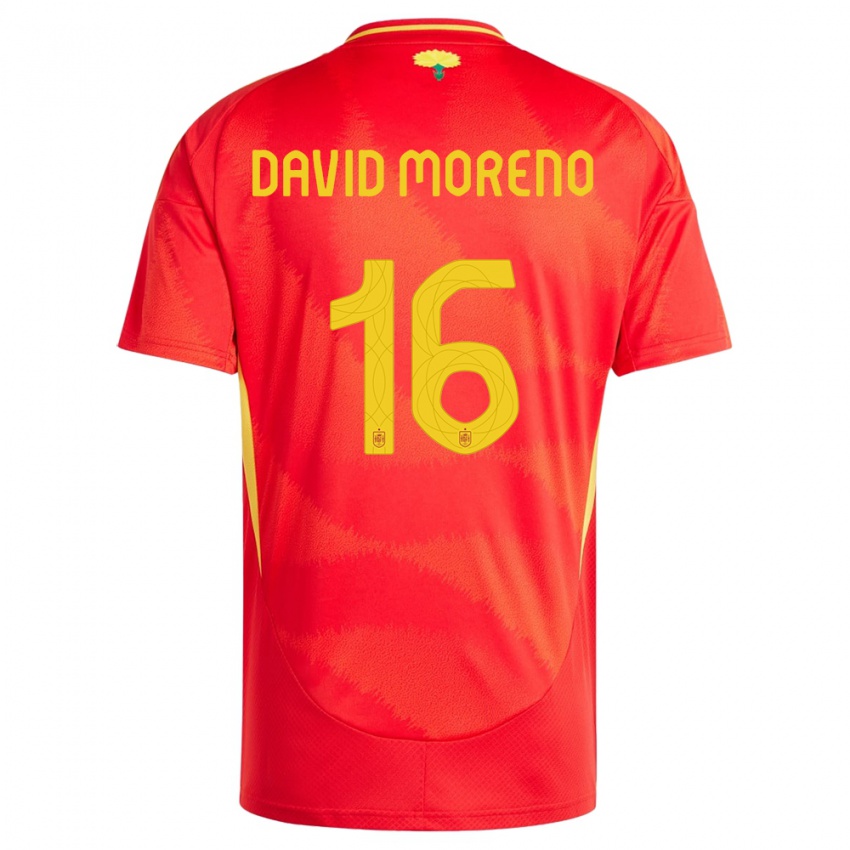 Női Spanyolország Antonio David Moreno #16 Piros Hazai Jersey 24-26 Mez Póló Ing