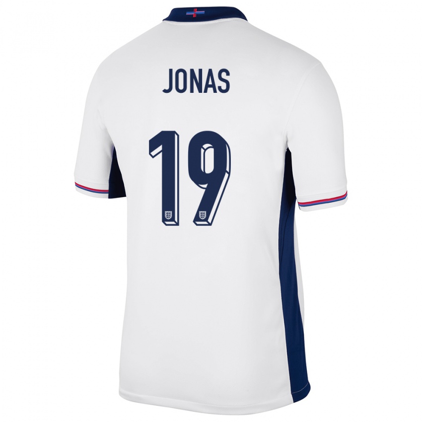Női Anglia Lee Jonas #19 Fehér Hazai Jersey 24-26 Mez Póló Ing