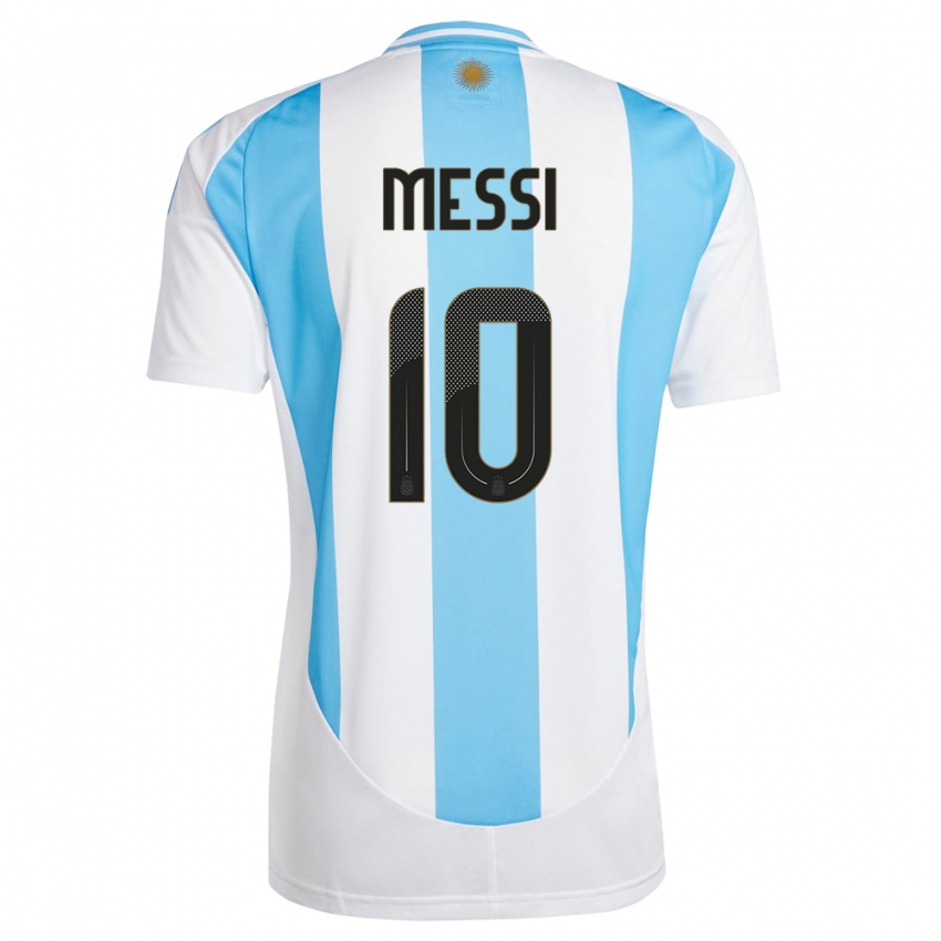 Női Argentína Lionel Messi #10 Fehér Kék Hazai Jersey 24-26 Mez Póló Ing
