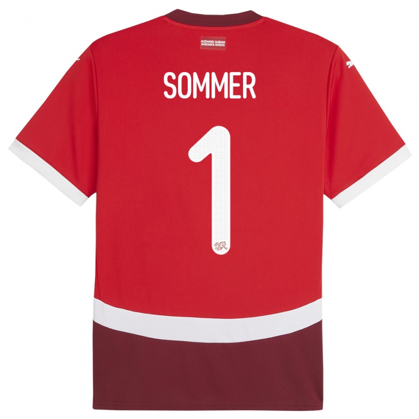 Női Svájc Yann Sommer #1 Piros Hazai Jersey 24-26 Mez Póló Ing