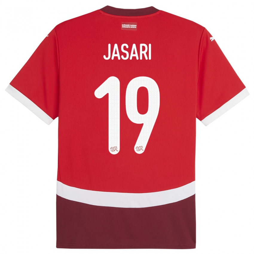 Női Svájc Ardon Jasari #19 Piros Hazai Jersey 24-26 Mez Póló Ing