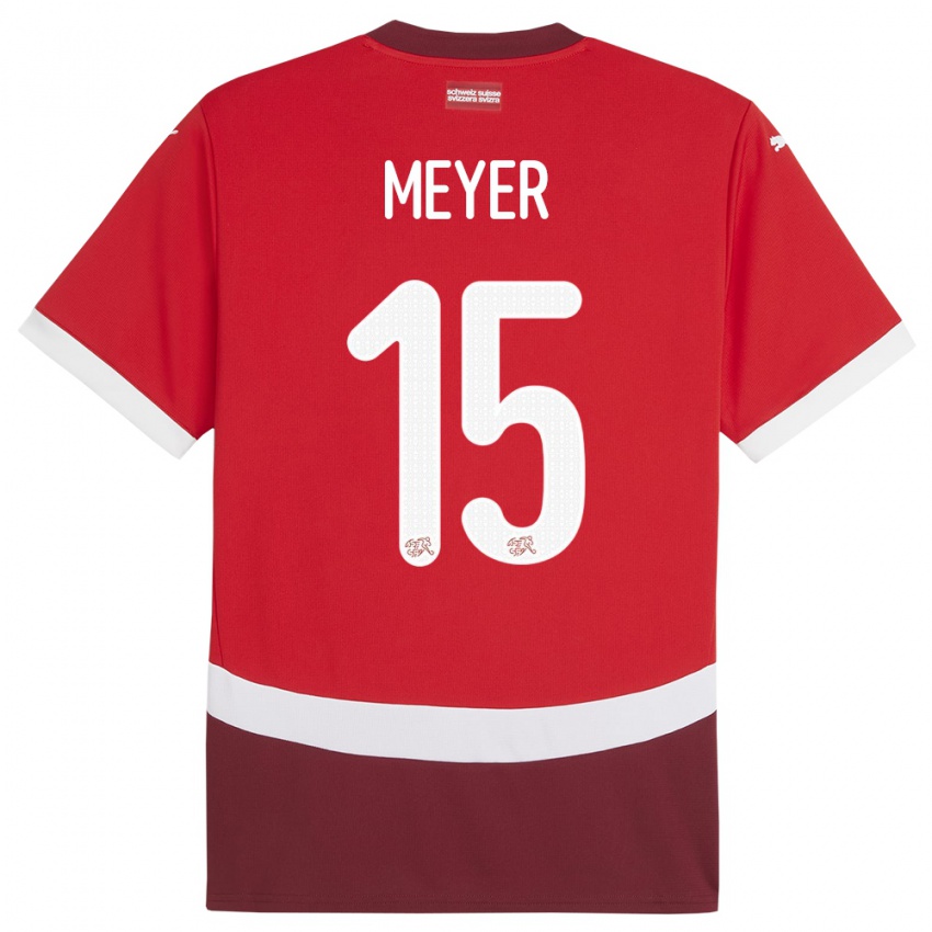 Női Svájc Leny Meyer #15 Piros Hazai Jersey 24-26 Mez Póló Ing