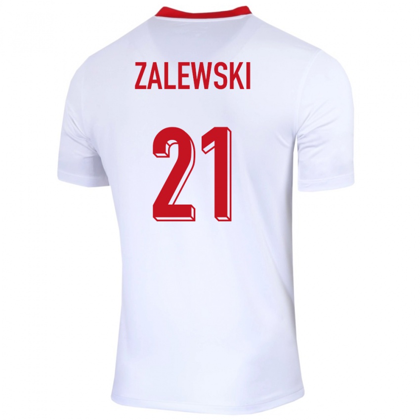Női Lengyelország Nicola Zalewski #21 Fehér Hazai Jersey 24-26 Mez Póló Ing