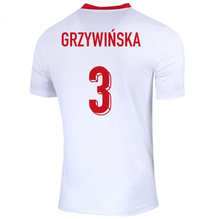 Női Lengyelország Gabriela Grzywinska #3 Fehér Hazai Jersey 24-26 Mez Póló Ing