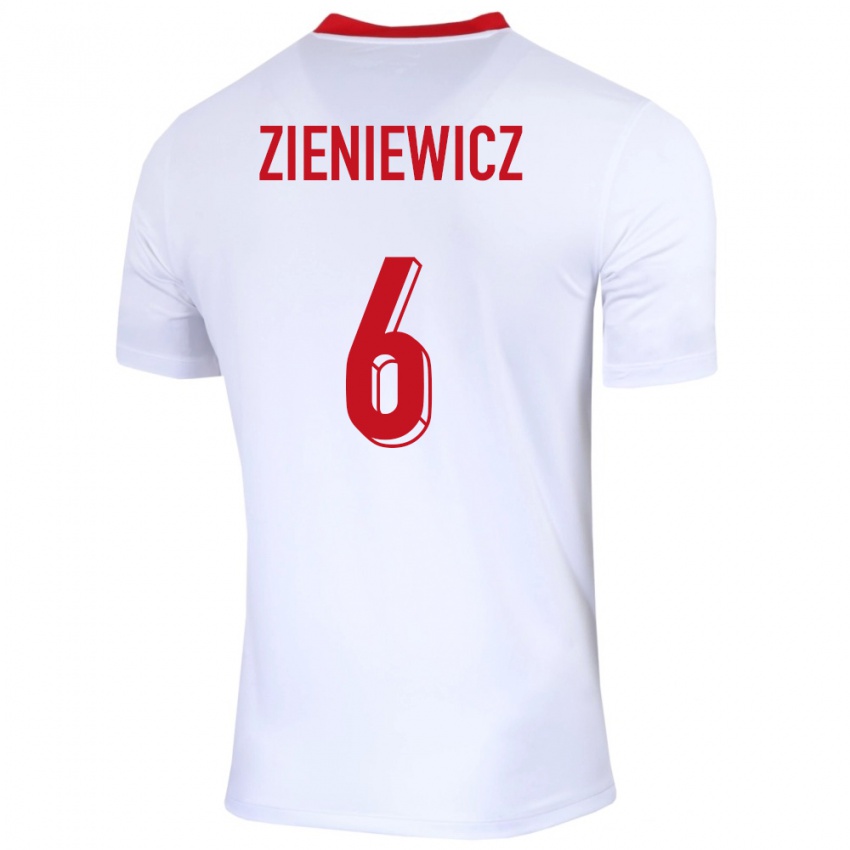 Női Lengyelország Wiktoria Zieniewicz #6 Fehér Hazai Jersey 24-26 Mez Póló Ing