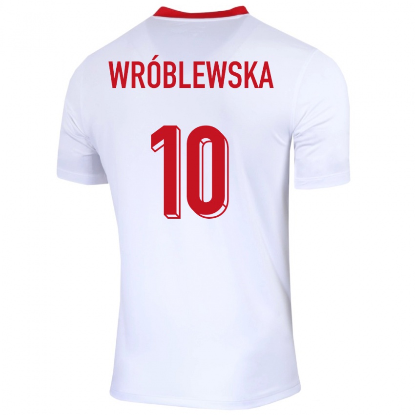 Női Lengyelország Joanna Wroblewska #10 Fehér Hazai Jersey 24-26 Mez Póló Ing