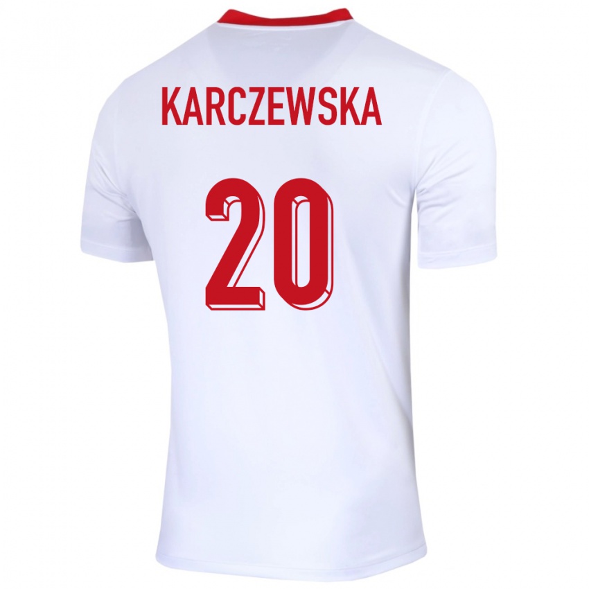 Női Lengyelország Nikola Karczewska #20 Fehér Hazai Jersey 24-26 Mez Póló Ing