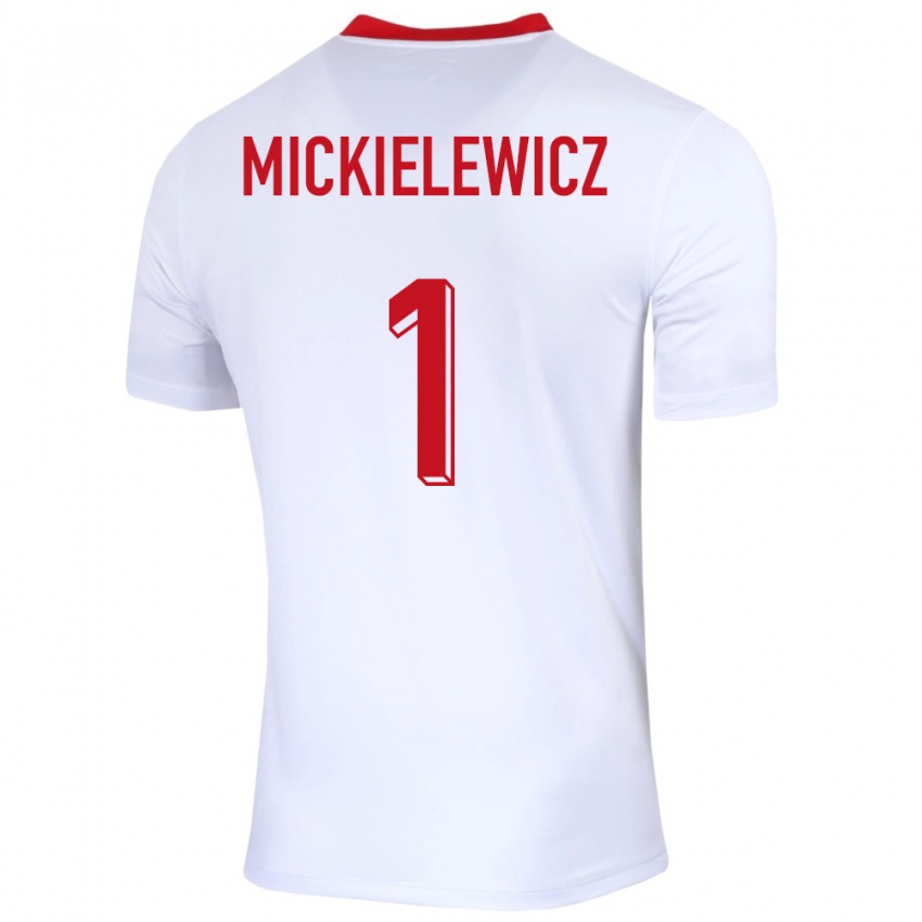 Női Lengyelország Aleksander Mickielewicz #1 Fehér Hazai Jersey 24-26 Mez Póló Ing