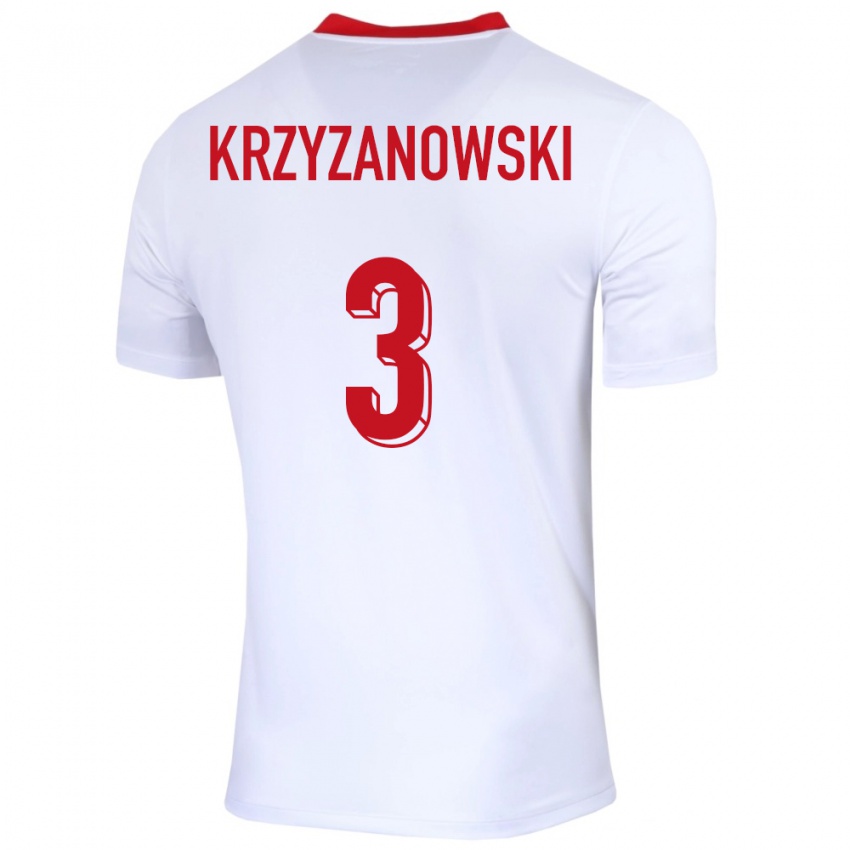 Női Lengyelország Jakub Krzyzanowski #3 Fehér Hazai Jersey 24-26 Mez Póló Ing