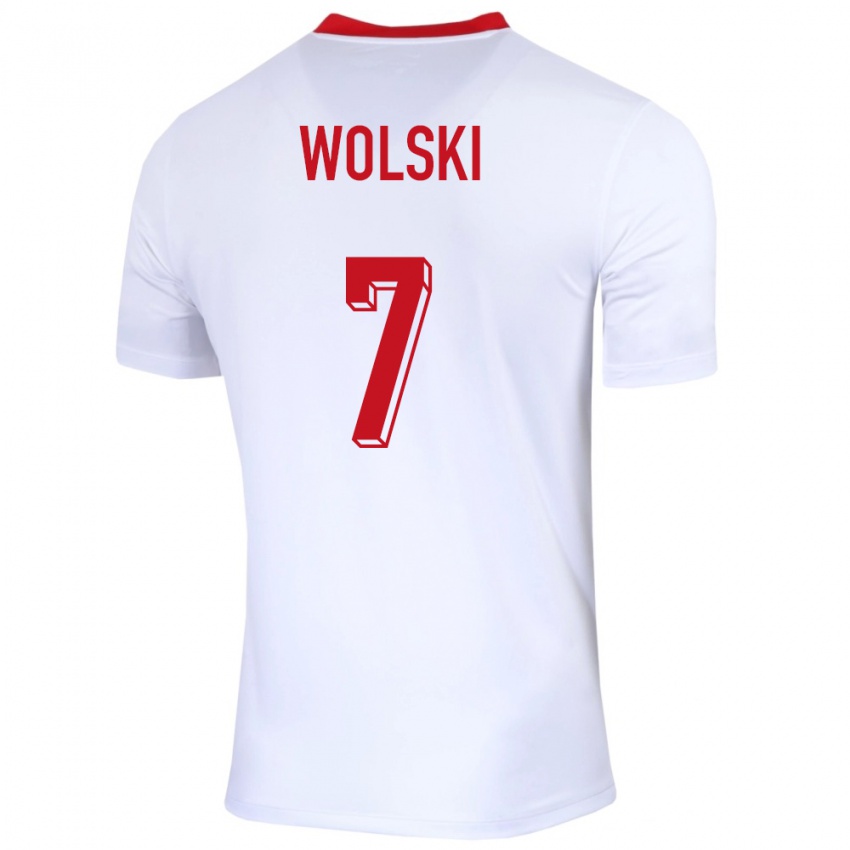 Női Lengyelország Filip Wolski #7 Fehér Hazai Jersey 24-26 Mez Póló Ing