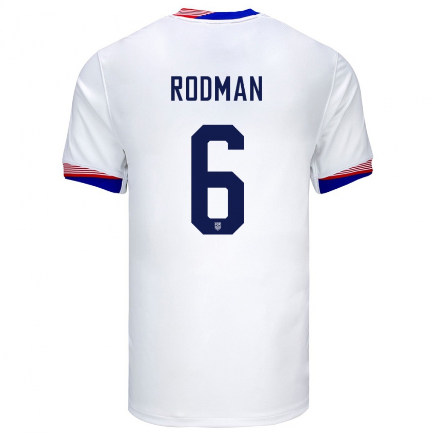 Női Egyesült Államok Trinity Rodman #6 Fehér Hazai Jersey 24-26 Mez Póló Ing