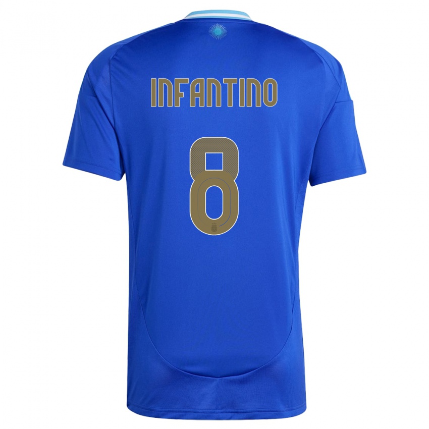 Női Argentína Gino Infantino #8 Kék Idegenbeli Jersey 24-26 Mez Póló Ing