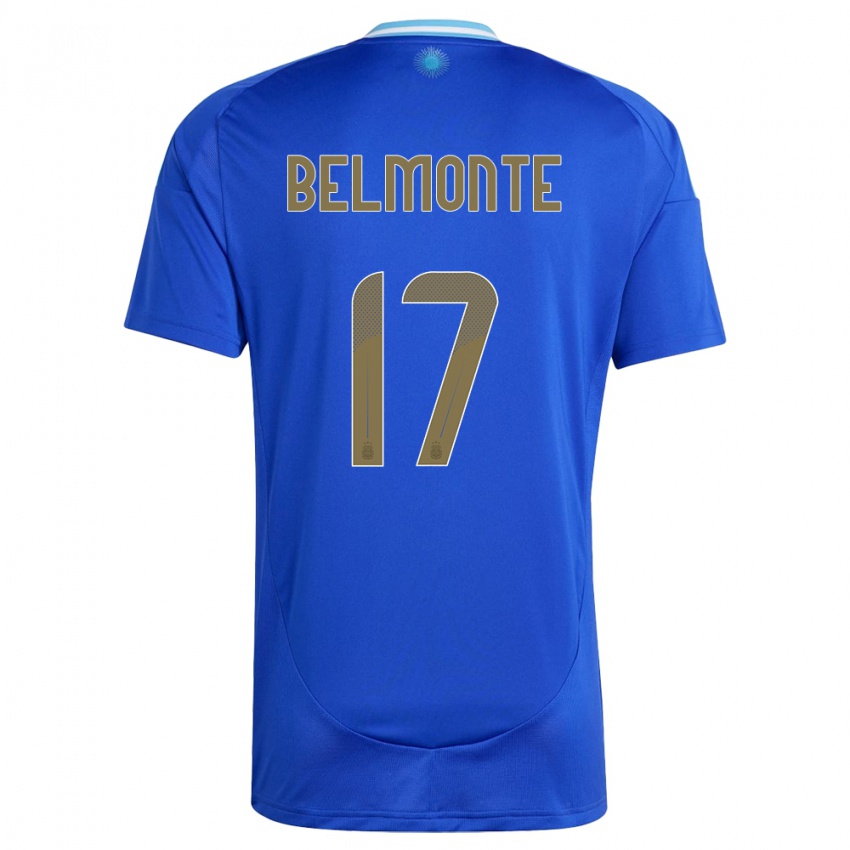 Női Argentína Tomas Belmonte #17 Kék Idegenbeli Jersey 24-26 Mez Póló Ing