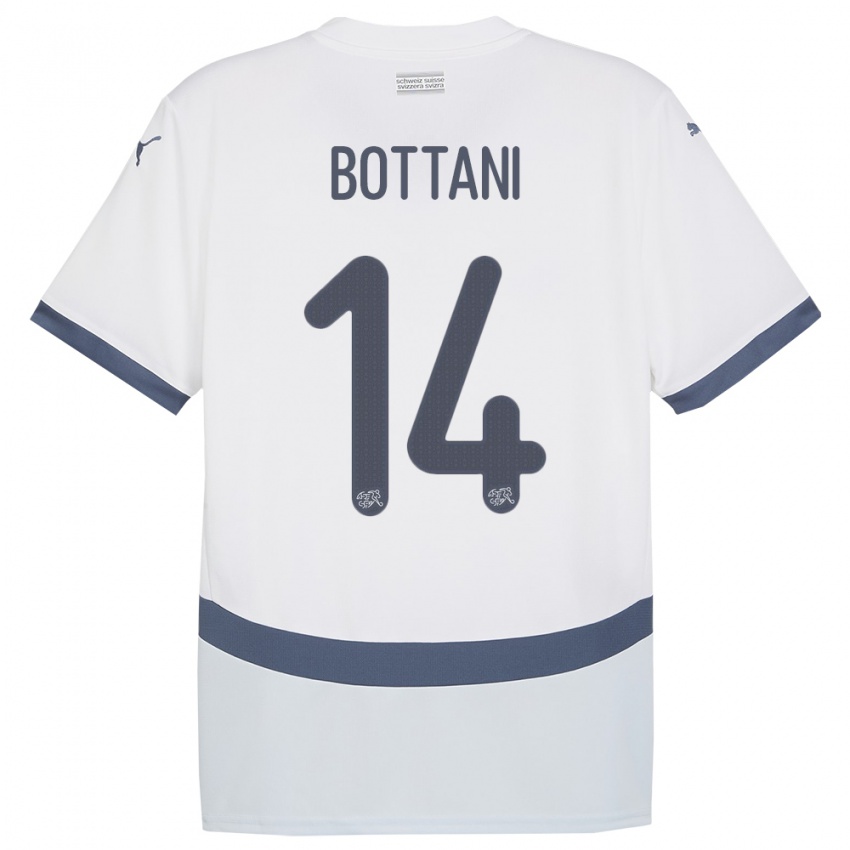 Női Svájc Mattia Bottani #14 Fehér Idegenbeli Jersey 24-26 Mez Póló Ing