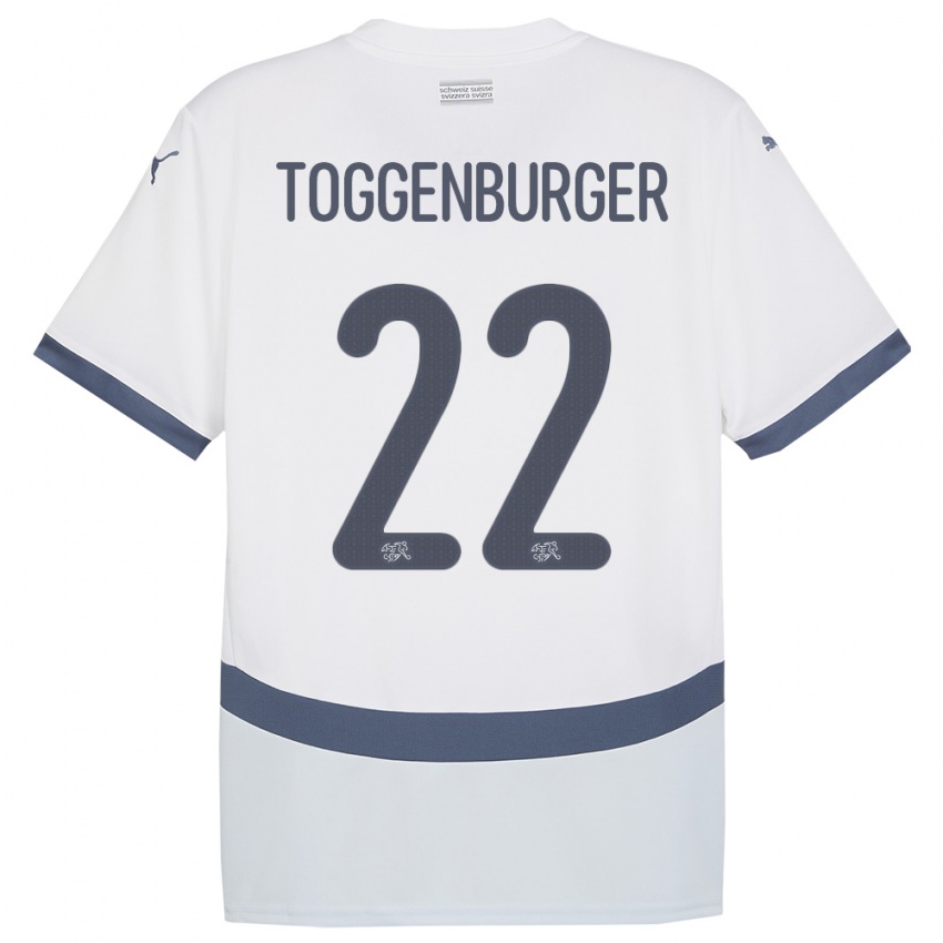 Női Svájc Nando Toggenburger #22 Fehér Idegenbeli Jersey 24-26 Mez Póló Ing
