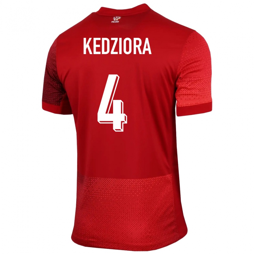 Női Lengyelország Tomasz Kedziora #4 Piros Idegenbeli Jersey 24-26 Mez Póló Ing