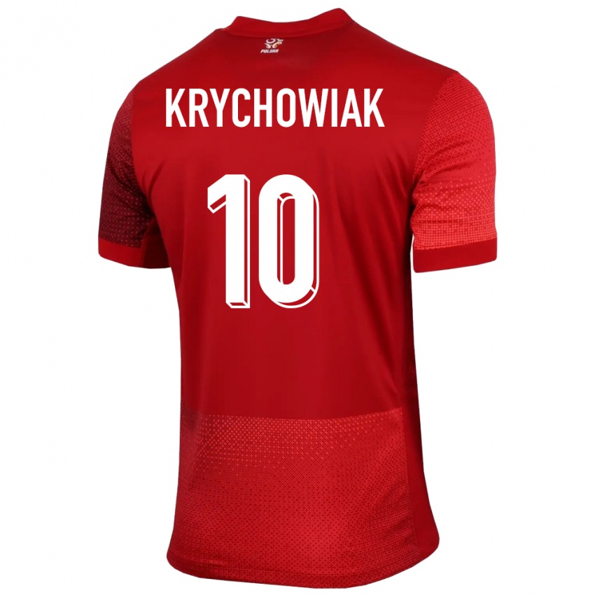 Női Lengyelország Grzegorz Krychowiak #10 Piros Idegenbeli Jersey 24-26 Mez Póló Ing