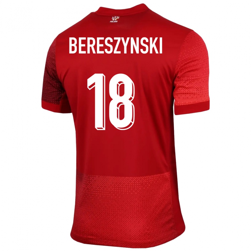 Női Lengyelország Bartosz Bereszynski #18 Piros Idegenbeli Jersey 24-26 Mez Póló Ing