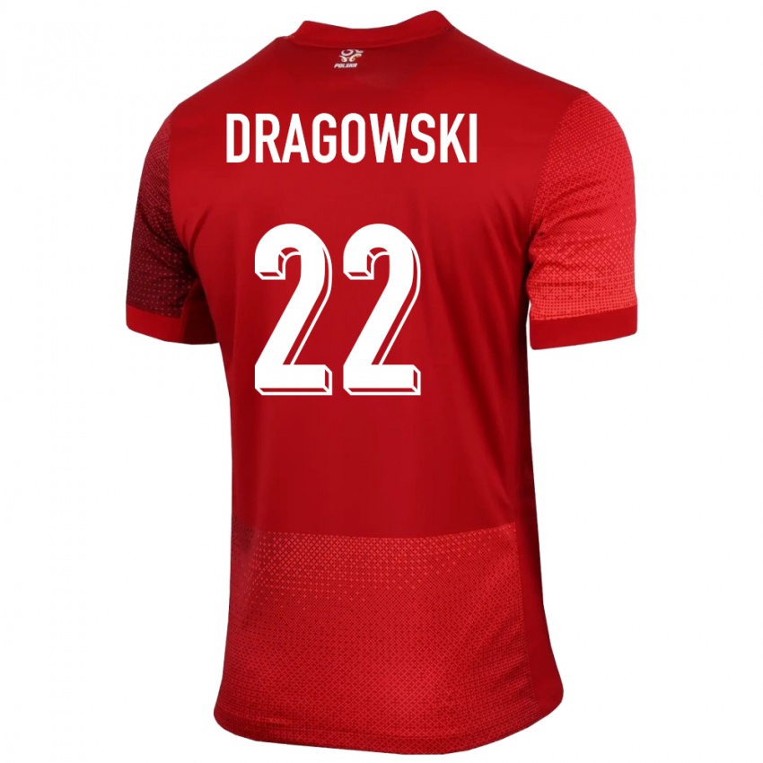Női Lengyelország Bartlomiej Dragowski #22 Piros Idegenbeli Jersey 24-26 Mez Póló Ing