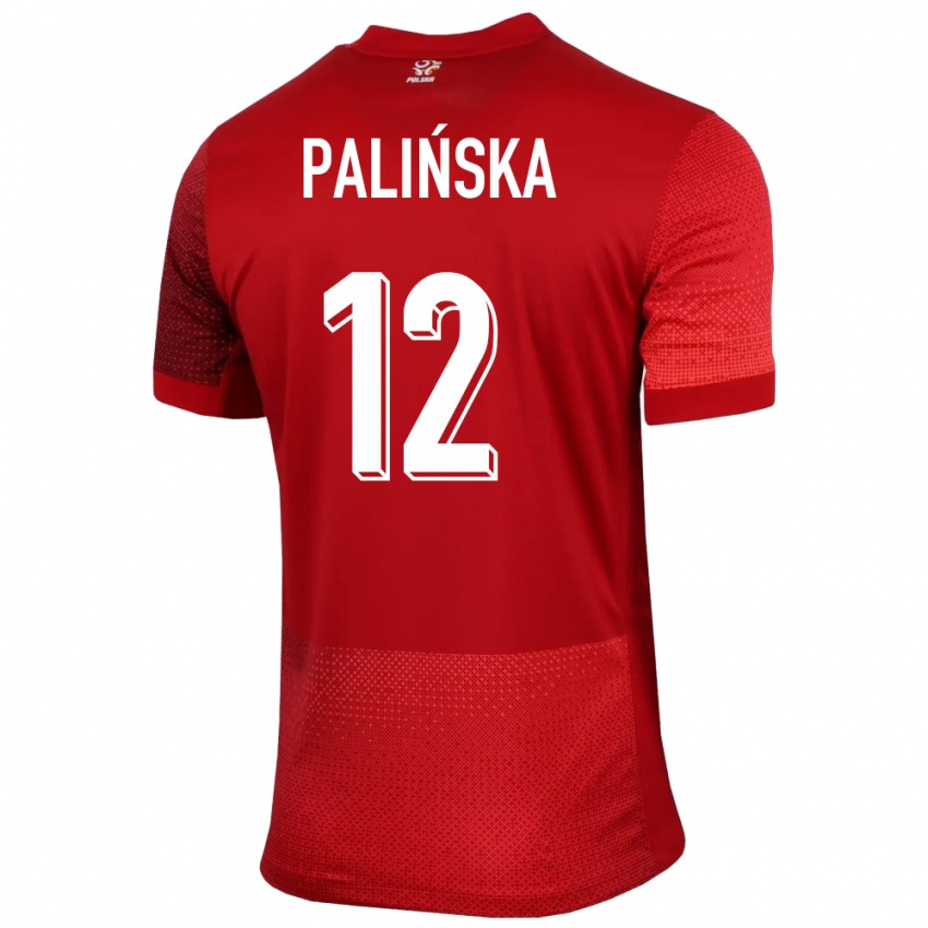 Női Lengyelország Anna Palinska #12 Piros Idegenbeli Jersey 24-26 Mez Póló Ing