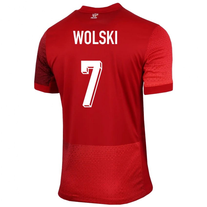 Női Lengyelország Filip Wolski #7 Piros Idegenbeli Jersey 24-26 Mez Póló Ing