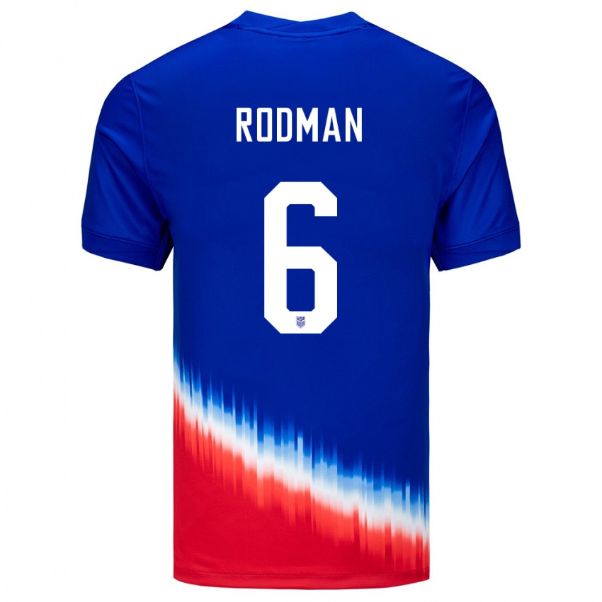 Női Egyesült Államok Trinity Rodman #6 Kék Idegenbeli Jersey 24-26 Mez Póló Ing