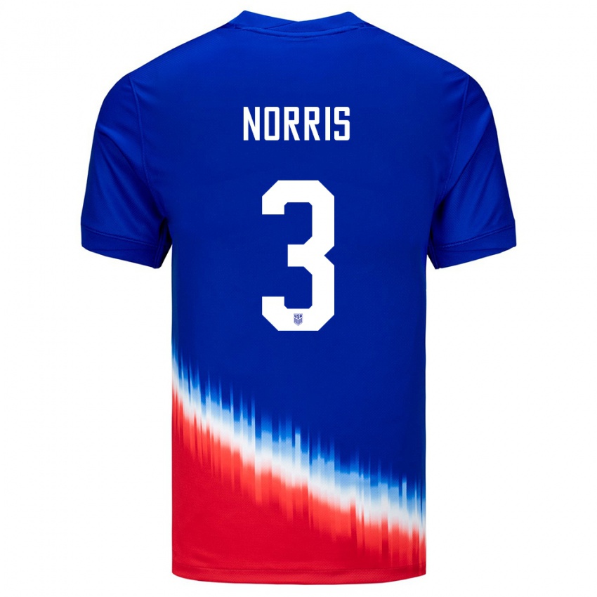 Női Egyesült Államok Nolan Norris #3 Kék Idegenbeli Jersey 24-26 Mez Póló Ing