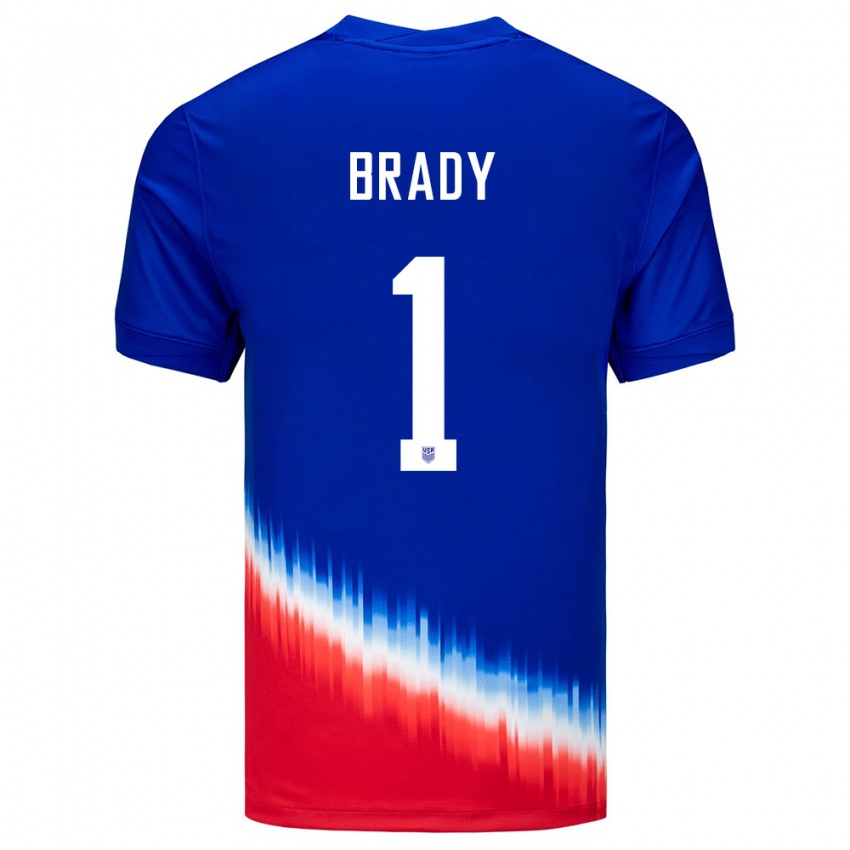 Női Egyesült Államok Chris Brady #1 Kék Idegenbeli Jersey 24-26 Mez Póló Ing