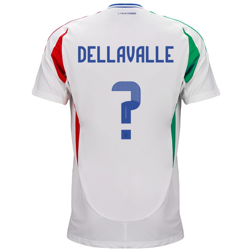 Női Olaszország Alessandro Dellavalle #0 Fehér Idegenbeli Jersey 24-26 Mez Póló Ing