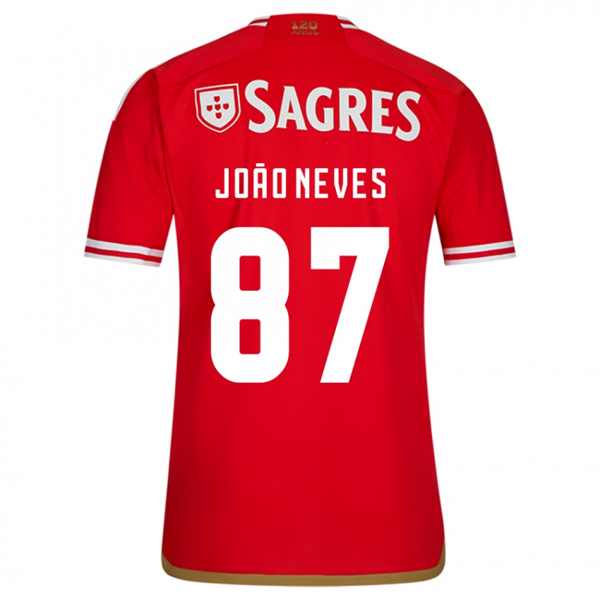 Gyermek João Neves #87 Piros Hazai Jersey 2023/24 Mez Póló Ing