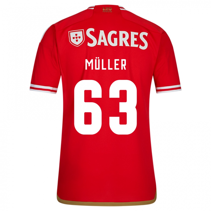 Gyermek José Müller #63 Piros Hazai Jersey 2023/24 Mez Póló Ing