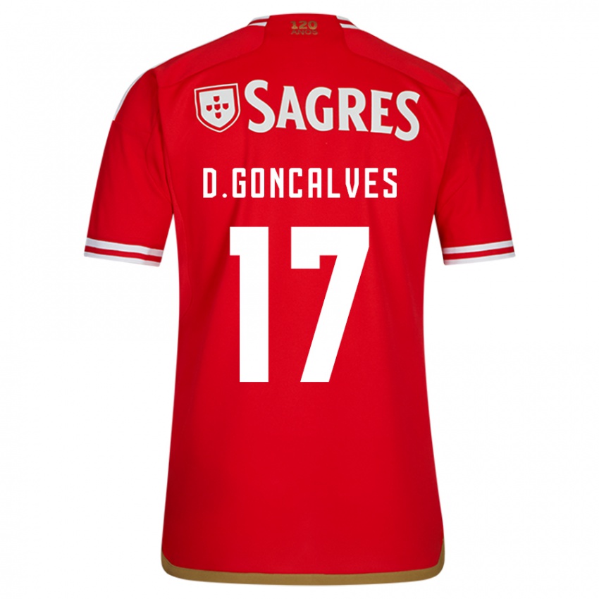 Gyermek Diogo Goncalves #17 Piros Hazai Jersey 2023/24 Mez Póló Ing