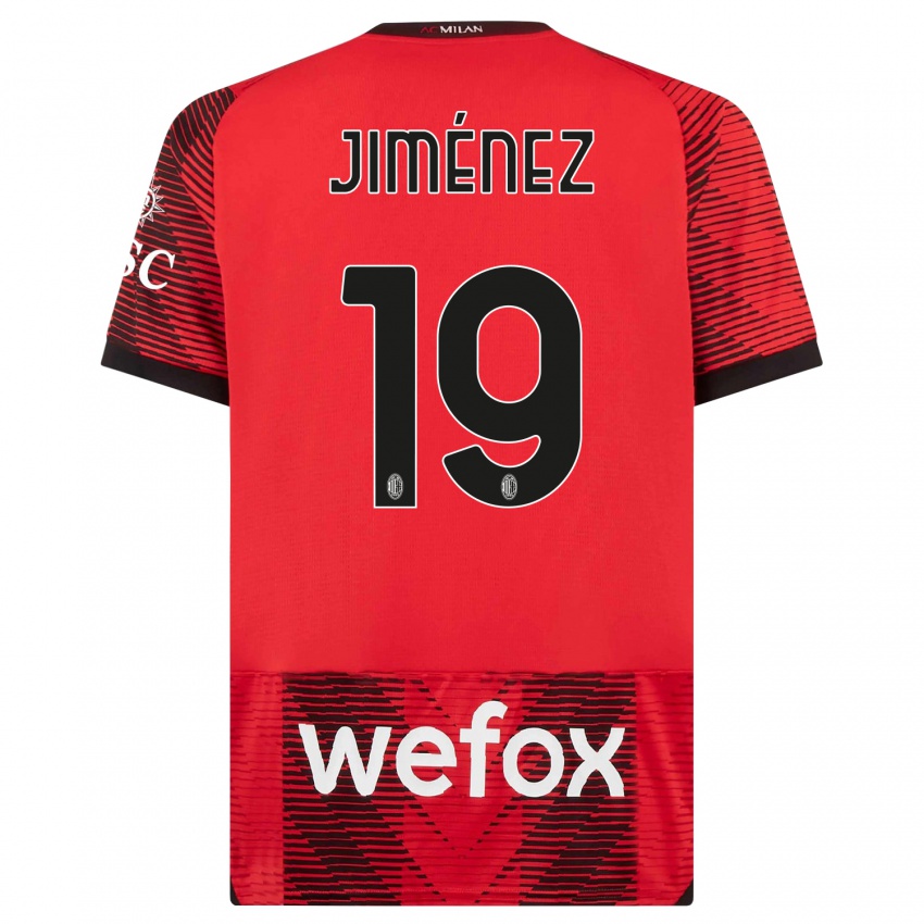 Gyermek Álex Jiménez #19 Piros Fekete Hazai Jersey 2023/24 Mez Póló Ing