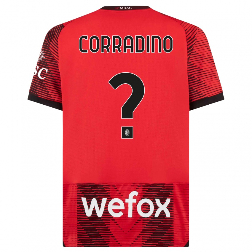 Gyermek Riccardo Corradino #0 Piros Fekete Hazai Jersey 2023/24 Mez Póló Ing