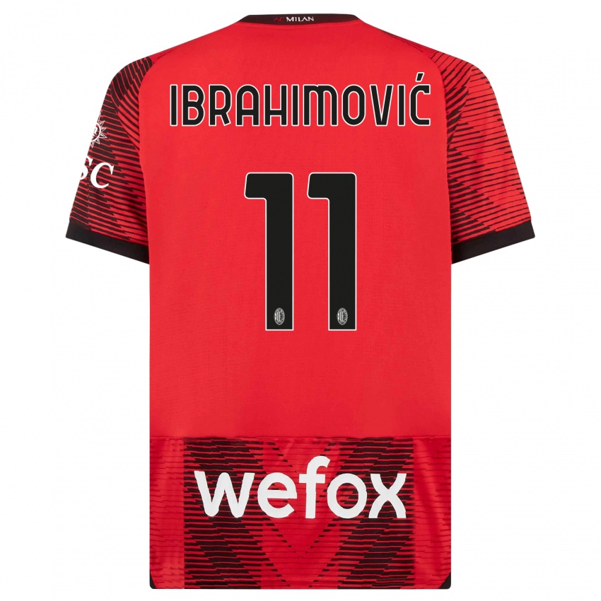 Gyermek Zlatan Ibrahimovic #11 Piros Fekete Hazai Jersey 2023/24 Mez Póló Ing