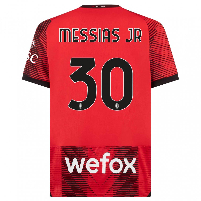 Gyermek Junior Messias #30 Piros Fekete Hazai Jersey 2023/24 Mez Póló Ing