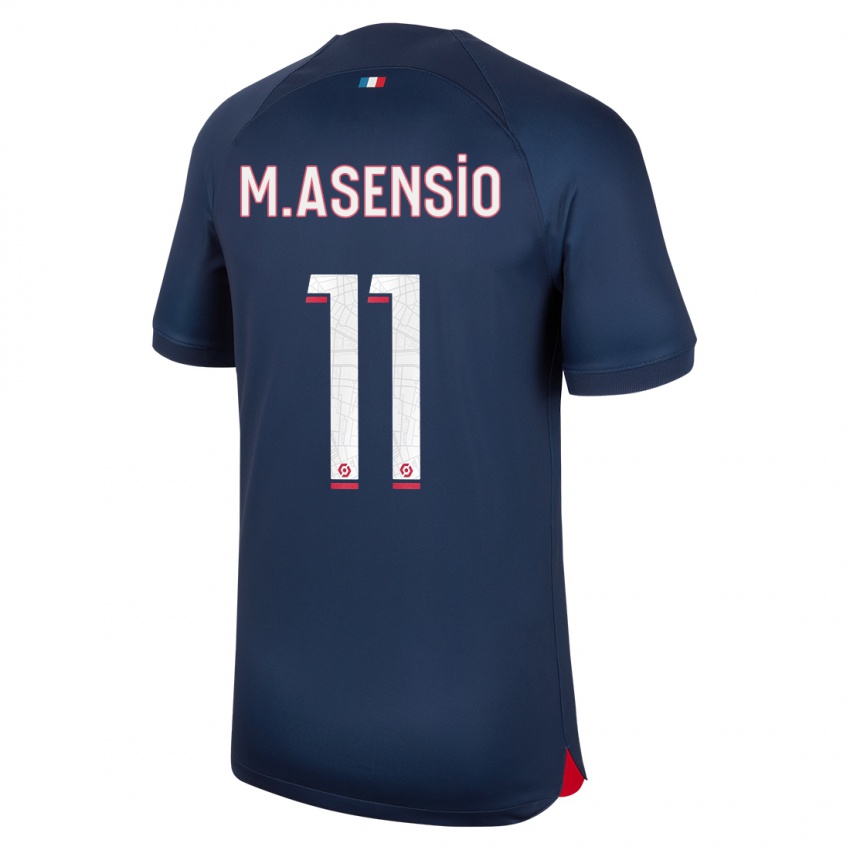 Gyermek Marco Asensio #11 Kék Piros Hazai Jersey 2023/24 Mez Póló Ing
