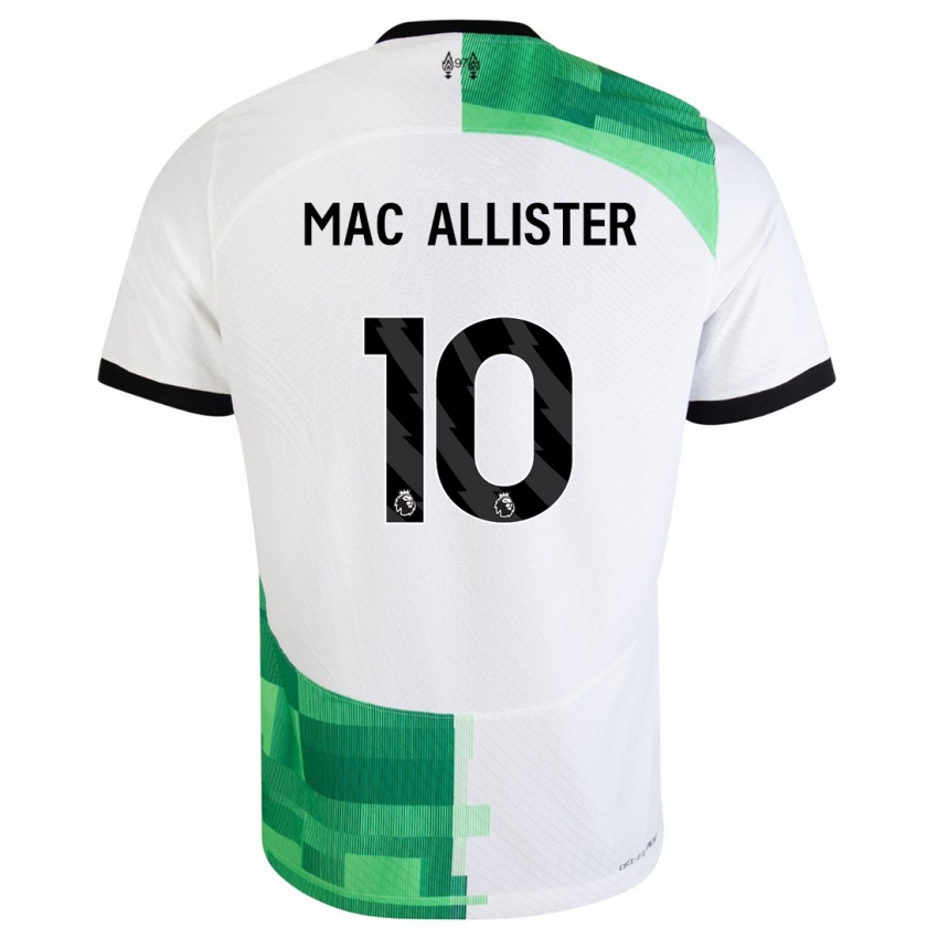 Gyermek Alexis Mac Allister #10 Fehér Zöld Idegenbeli Jersey 2023/24 Mez Póló Ing