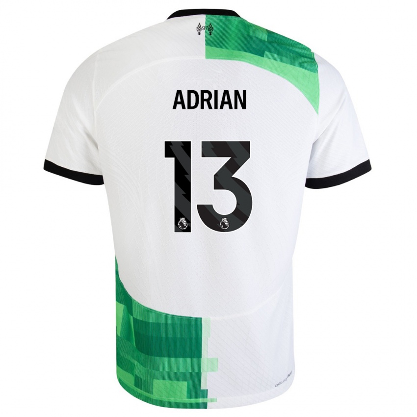 Gyermek Adrian #13 Fehér Zöld Idegenbeli Jersey 2023/24 Mez Póló Ing
