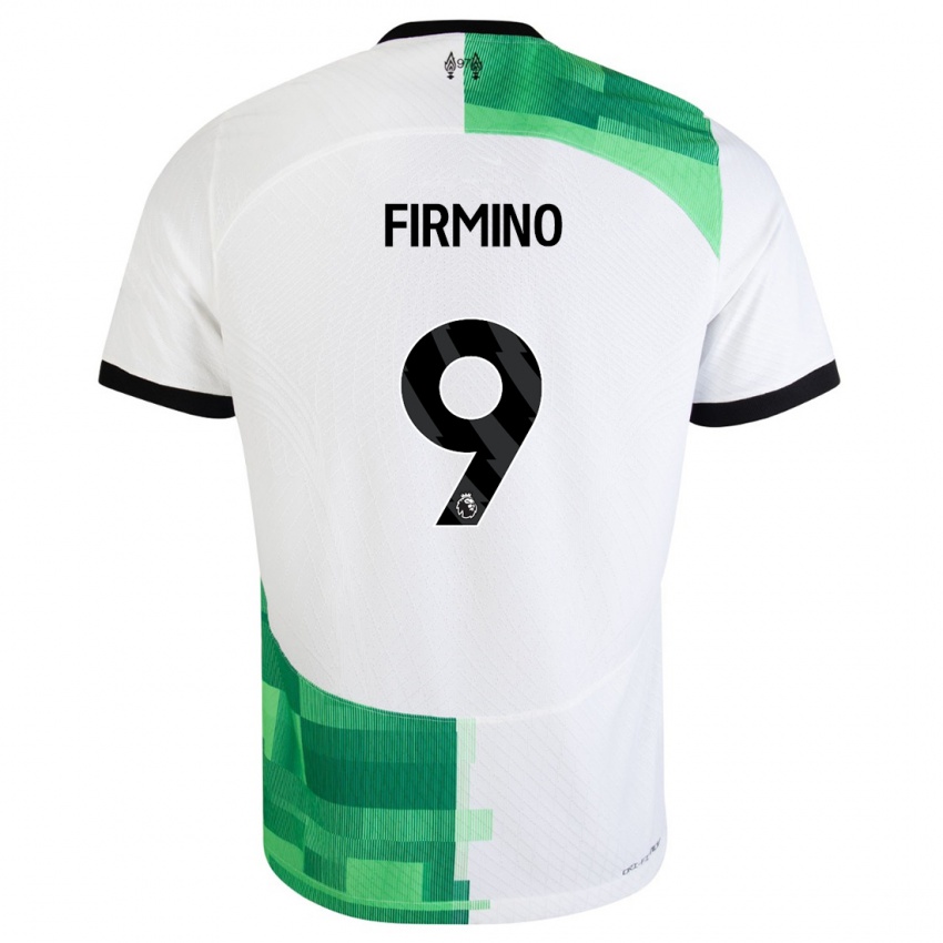 Gyermek Roberto Firmino #9 Fehér Zöld Idegenbeli Jersey 2023/24 Mez Póló Ing