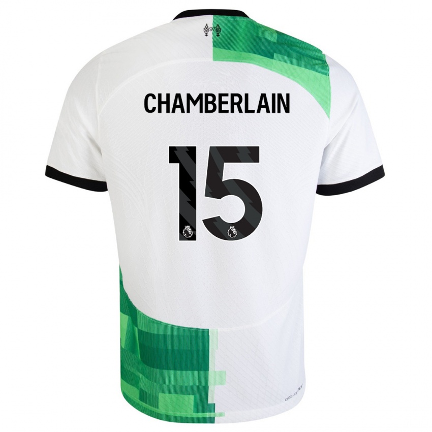 Gyermek Alex Oxlade Chamberlain #15 Fehér Zöld Idegenbeli Jersey 2023/24 Mez Póló Ing