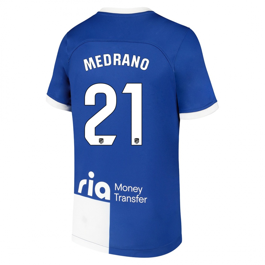 Gyermek Fernando Medrano #21 Kék Fehér Idegenbeli Jersey 2023/24 Mez Póló Ing