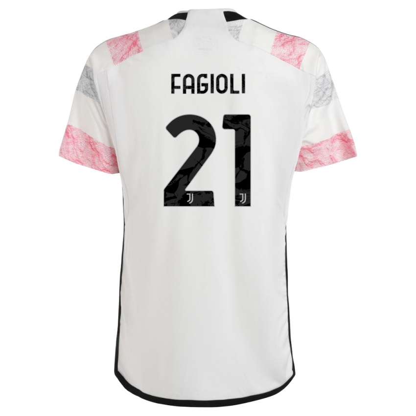 Gyermek Nicolo Fagioli #21 Fehér Rózsaszín Idegenbeli Jersey 2023/24 Mez Póló Ing