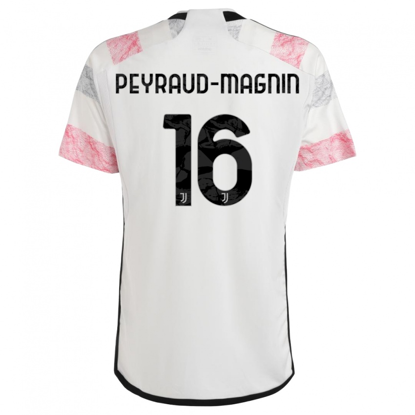 Gyermek Pauline Peyraud-Magnin #16 Fehér Rózsaszín Idegenbeli Jersey 2023/24 Mez Póló Ing