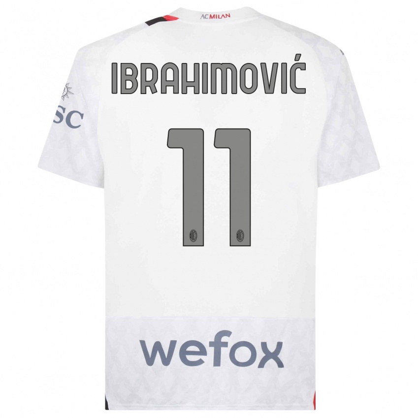 Gyermek Zlatan Ibrahimovic #11 Fehér Idegenbeli Jersey 2023/24 Mez Póló Ing