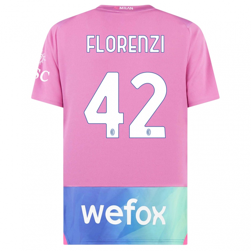 Gyermek Alessandro Florenzi #42 Pink Lila Harmadik Számú Jersey 2023/24 Mez Póló Ing